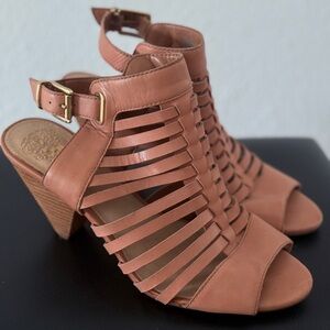 Vincent Camuto- Women's Tan Strappy Heeled Sandals